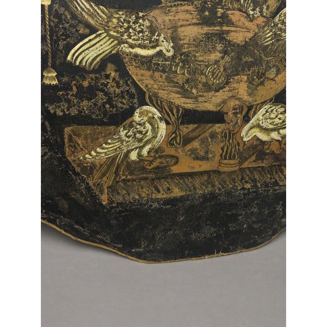 Regency Painted and Gilt Tôle Fire Screen W/ Doves and Classical Brazier, 19th C For Sale - Image 10 of 10