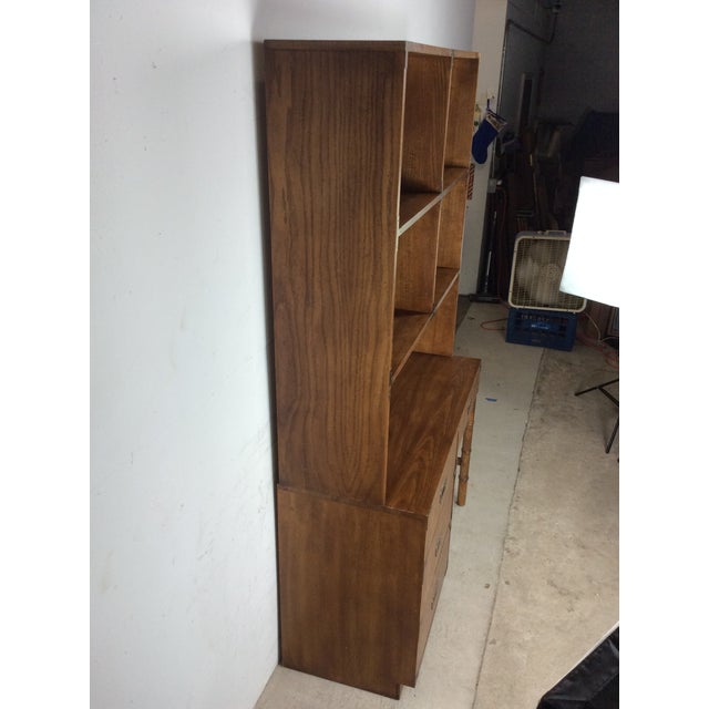 Dixie Furniture Co. Mid Century Campaign Style Writing Desk With Shelving Unit For Sale - Image 4 of 18