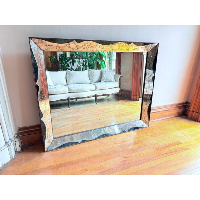Vintage 1960s Venetian-Style Mirror With Etched Glass and Gold Gilt Frame For Sale - Image 15 of 16