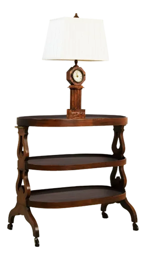 Traditional Bar/Dessert Cart With Embedded Lamp & Clock
