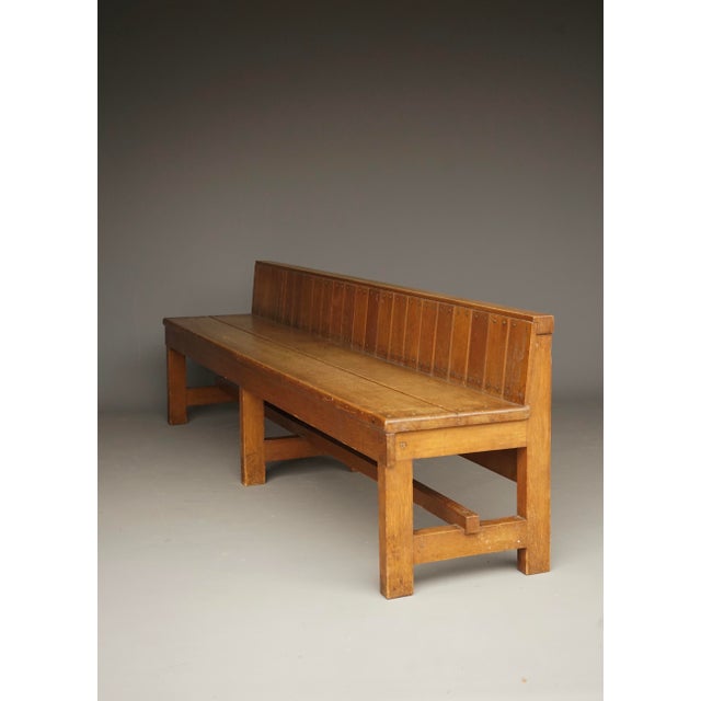 Traditionalist Dutch Oak Bench in the style of Delft School. 1920s For Sale - Image 4 of 10