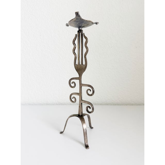 Postmodern Postmodern Steel Candle Holder For Sale - Image 3 of 8
