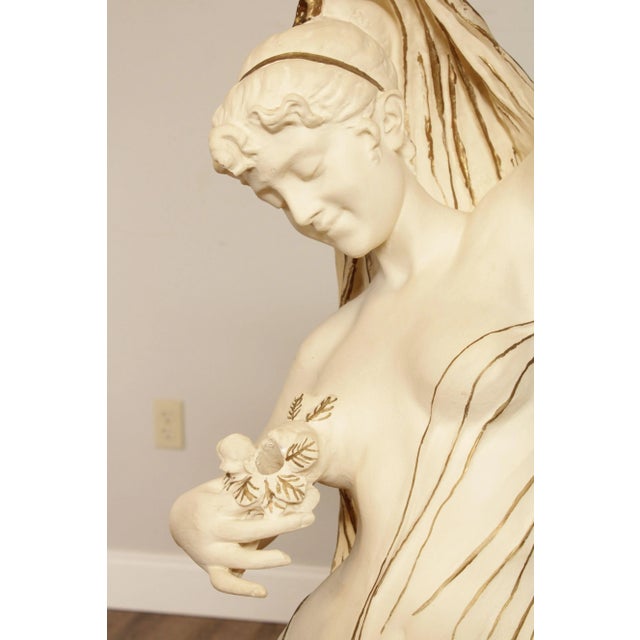 Cream Vintage French 'La Danse de Fleurs' Life-Size Figural Plaster Statue For Sale - Image 8 of 13