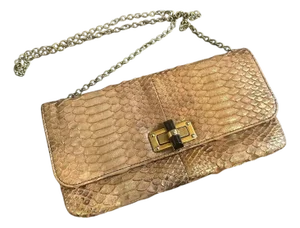 1980s Elegant Embossed and Gilded Leather Baguette Bag by Lanvin Paris
