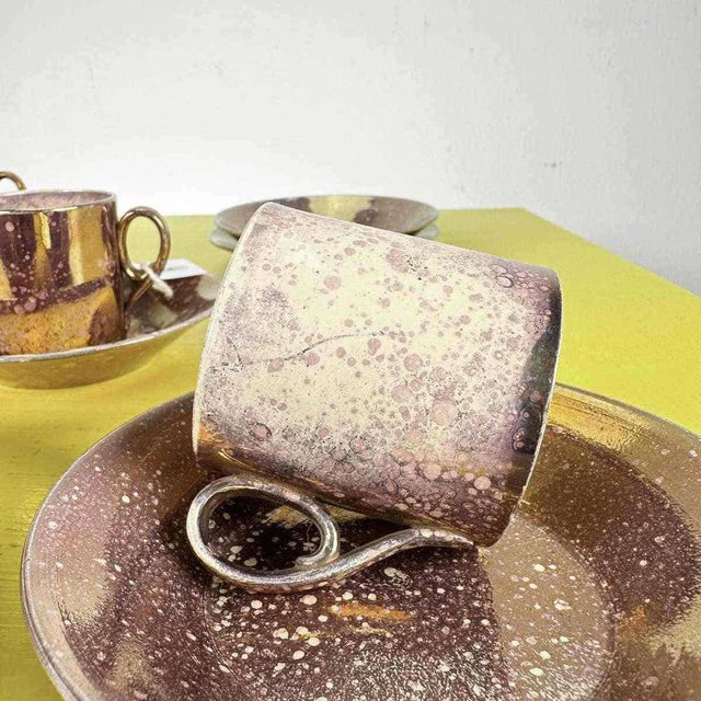 Ceramic Cups and Saucers from Sarreguemines, Set of 11 For Sale - Image 5 of 10