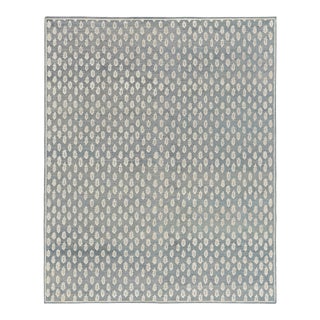 Rug & Kilim’s Oversized Block Print Rug in Blue & White with Paisley Floral Pattern - 14x20 For Sale