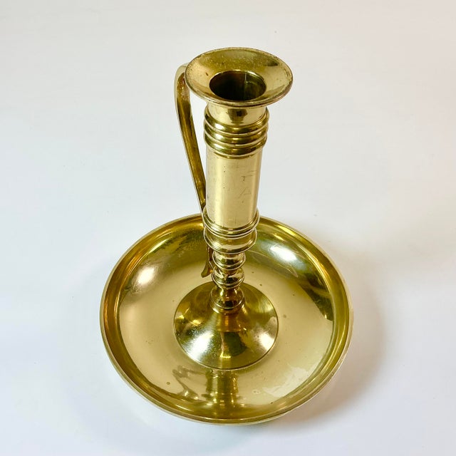 Mid-Century Americana Federal Arts & Crafts Bedside Style Brass Candle Holder For Sale - Image 11 of 14