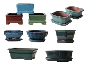 Japanese Ceramic Bonsai Plant Pots, 1990s, Set of 10