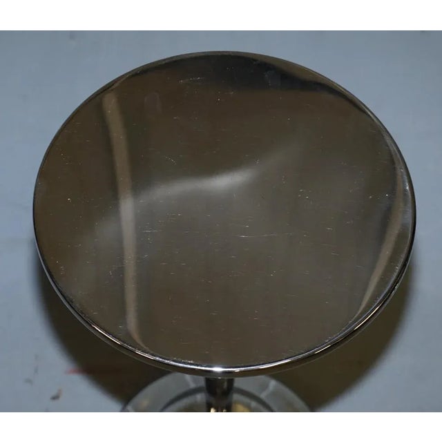 Vintage Chrome-Plated Side Tables on Solid Oak Bases, Set of 2 For Sale - Image 3 of 18