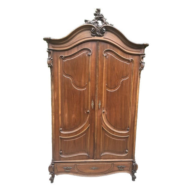 Antique Armoire French Loui XV Walnut 19th Century For Sale