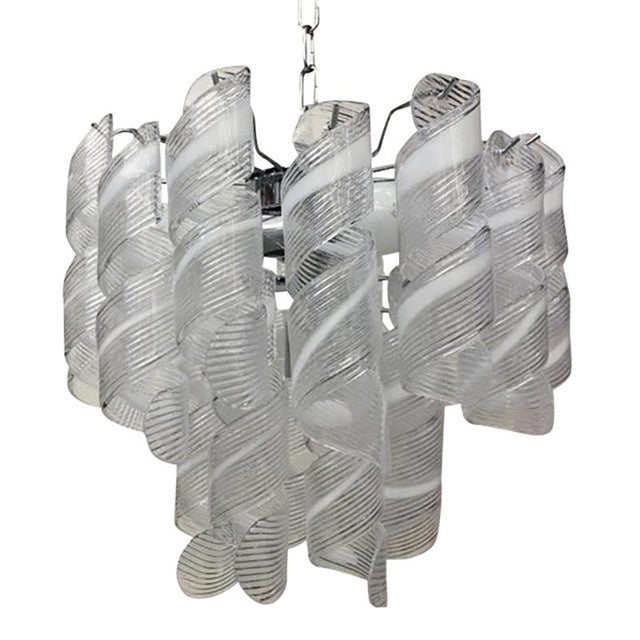 Murano Glass Chandelier Virgolai in the style of Venini, Italy Venini Style For Sale - Image 13 of 13