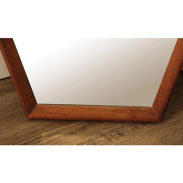 Brown Mid Century Modern Walnut Hexagon Wall Mirror For Sale - Image 8 of 13
