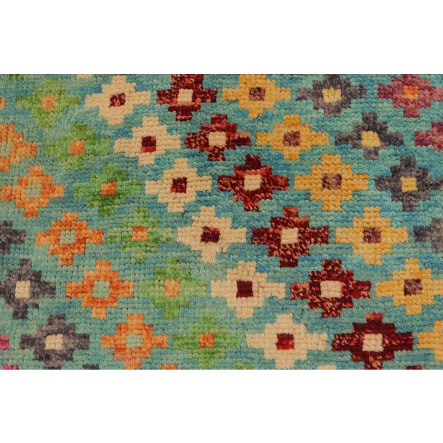 1990s Shabby Chic Balochi Blue/Red Wool Rug - 3'4''x5'0'' For Sale - Image 5 of 11