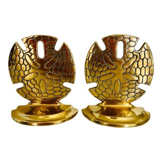 Vintage 1980's Brass Sand Dollar Shell Bookends a Pair For Sale