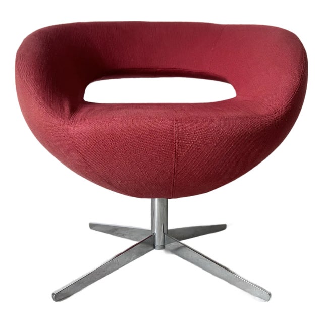 Vintage Italian Postmodern-Style Red Swivel Lounge Chair by Italianadivani/ Sold For Sale