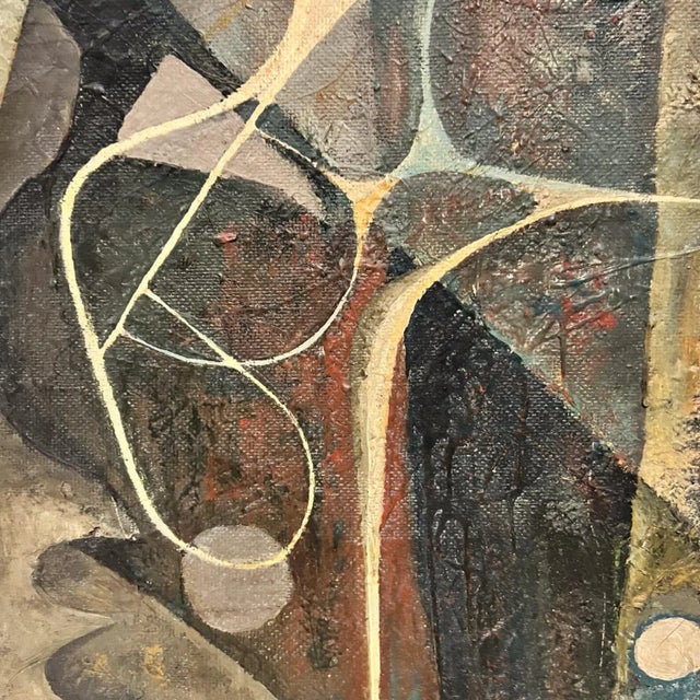 1960s Abstract Expressionism Artwork Oil Painting Signed Worthington For Sale In San Diego - Image 6 of 9