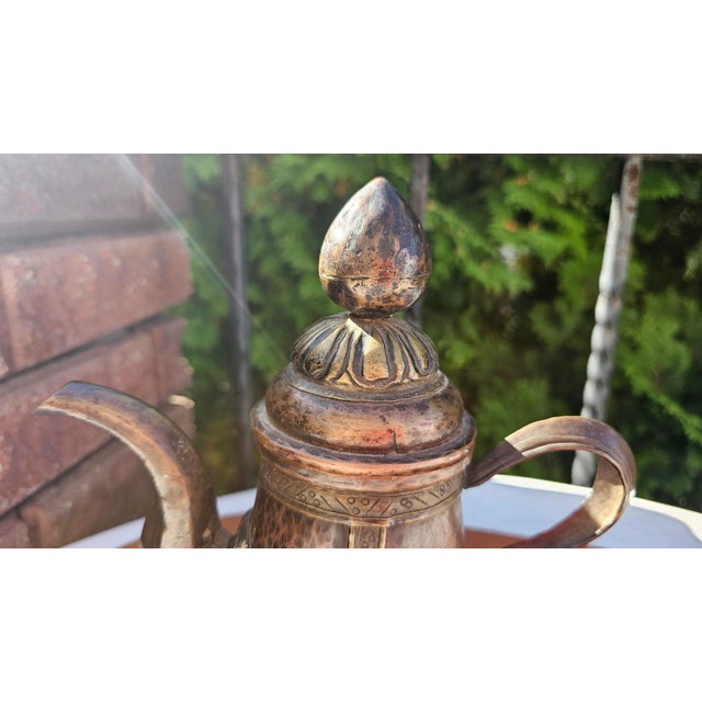 Art Deco Tibetan Copper Pitcher with Brass Fittings, 1920s, Set of 2 For Sale - Image 3 of 11