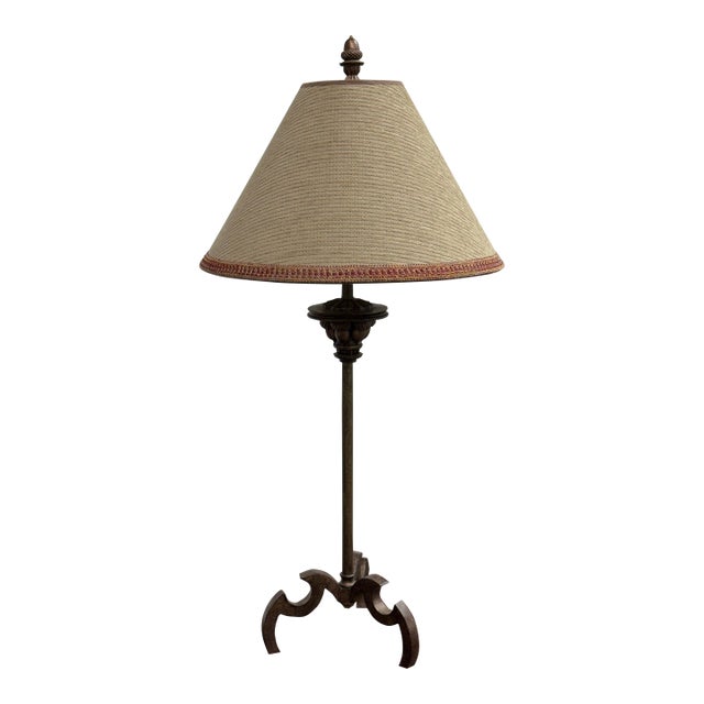 Rustic Wrought Iron Table Lamp For Sale