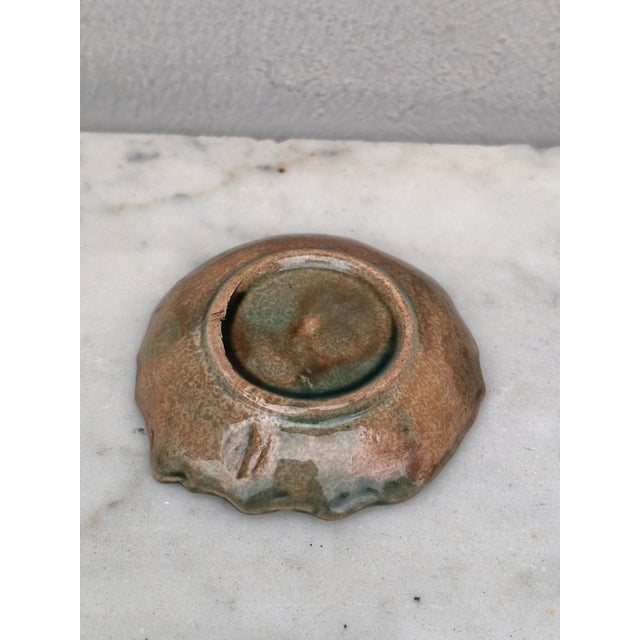 Rustic English Majolica Leaf Butter Pat Circa 1890 For Sale - Image 3 of 3