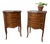 Pair Vintage Louis XV Marble Top Nightstands | Hand-Painted Details | Brass Mounts For Sale
