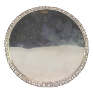 Silver Tray with Grid and Raised Floral Motifs For Sale