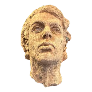 Sculpted Clay Head of a Young Man