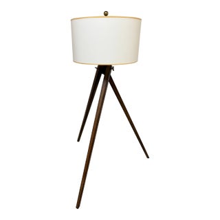 Chapman & Myers for Visual Comfort Wood Tripod Floor Lamp For Sale