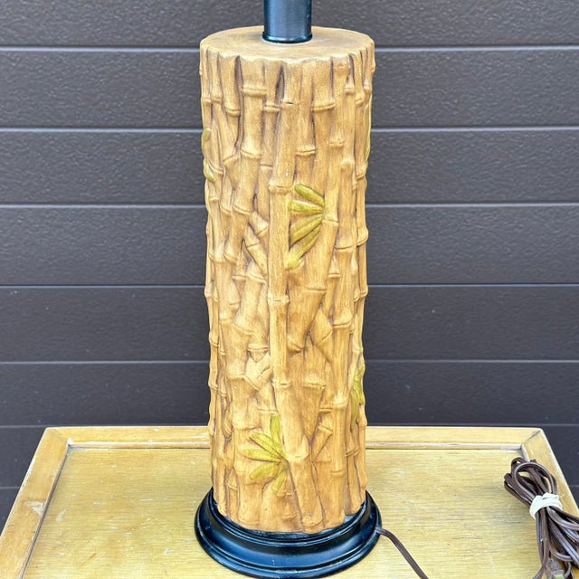 1960s Vintage 1960's Faux Bamboo Ceramic Table Lamp For Sale - Image 5 of 12