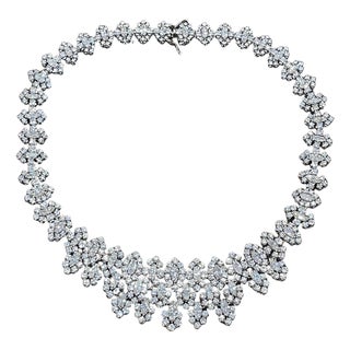 55 Ct Diamond Bridal Necklace 18 Karat White Gold 107 Gm, Estate For Sale