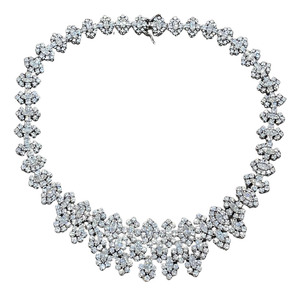 55 Ct Diamond Bridal Necklace 18 Karat White Gold 107 Gm, Estate