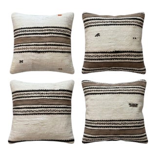 Turkish Oushak Kilim Pillow Cover 23'' X 23'' - Set of Four For Sale