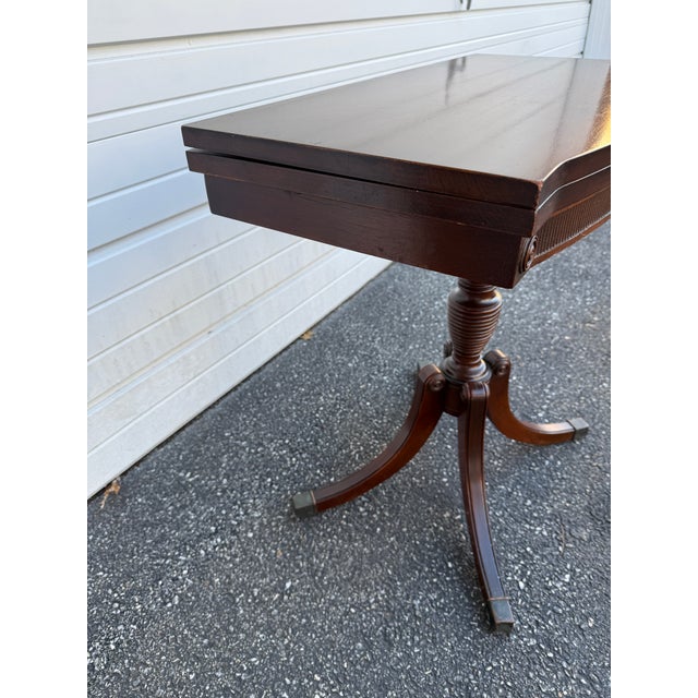 Antique Duncan Phyfe Style Flip Top Swivel Card / Game Table For Sale - Image 4 of 18