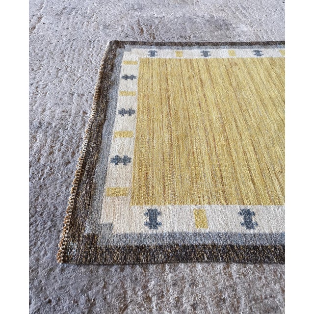 Textile Swedish Pure Wool Rolakan Flatweave Rug by Ingegerd Silow, 1950s For Sale - Image 7 of 13