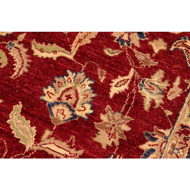 Classic Ziegler Red Blue Hand-Knotted Wool Rug - 6'3'' X 8'10'' For Sale - Image 4 of 8