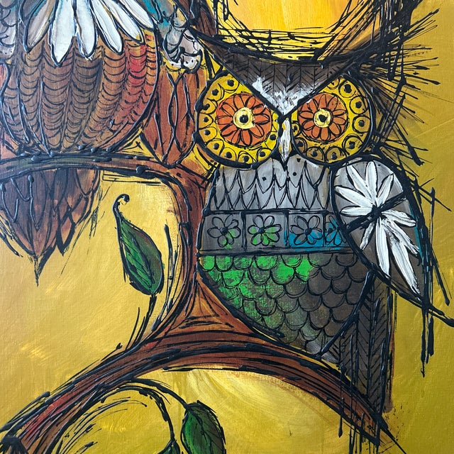 Mid-Century Modern 1970’s Mid Century Modern Expressionist Large Abstract Owl Painting on Canvas For Sale - Image 3 of 5