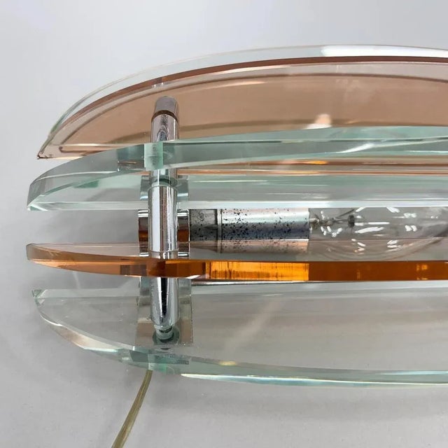 Italian Murano Glass & Chrome Sconces by Veca, 1970s, Set of 2 For Sale - Image 8 of 12