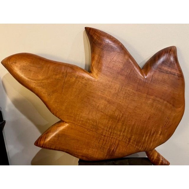XL Vintage Blair Koa Wood Leaf Snack Tray 25" Signed MCM.. Tiki.. Hawaiian For Sale In San Francisco - Image 6 of 7