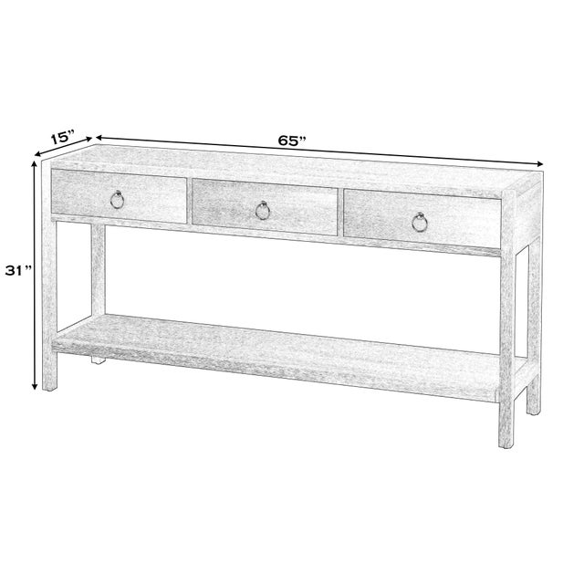 Modern Lark 65 in. W Rectangular Wood 3 Drawer Console Table with Lower Open Shelf, Washed Black For Sale - Image 3 of 8