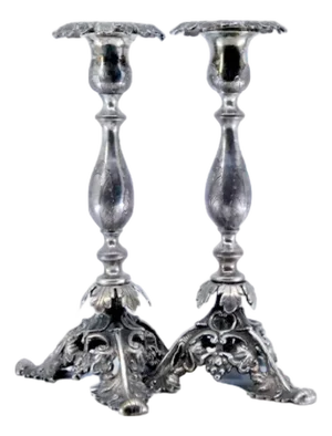 Silver Candlesticks with Turned Stems