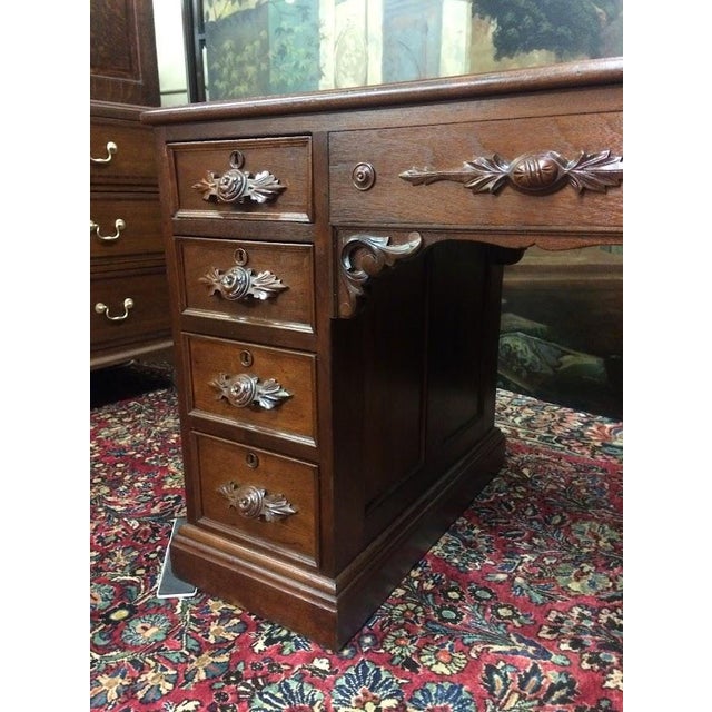Antique Victorian Desk, Walnut Partner’s Desk For Sale - Image 9 of 13