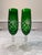 Hollywood Regency Vintage Fabergé Odessa Emerald Green Crystal Champagne Flutes - Pair For Sale - Image 3 of 7