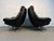 Mid 20th Century Pair of Vintage Black Leather Swivel Chairs For Sale - Image 5 of 14