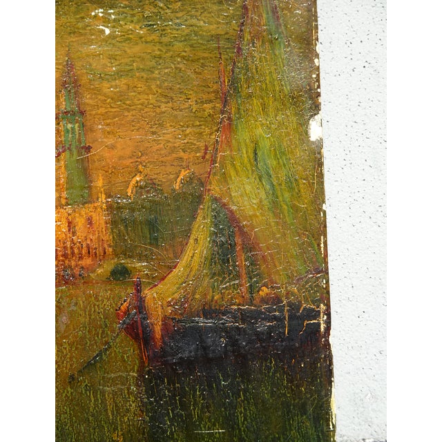 1900 - 1909 Antique Oil Canvas Fine Art Picture by George H.Bogert 1923-1864 Sunset Venice For Sale - Image 5 of 16