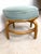 Mid 20th Century Vintage Rattan Ottoman Footstool in Seafoam Green Upholstery For Sale - Image 5 of 10