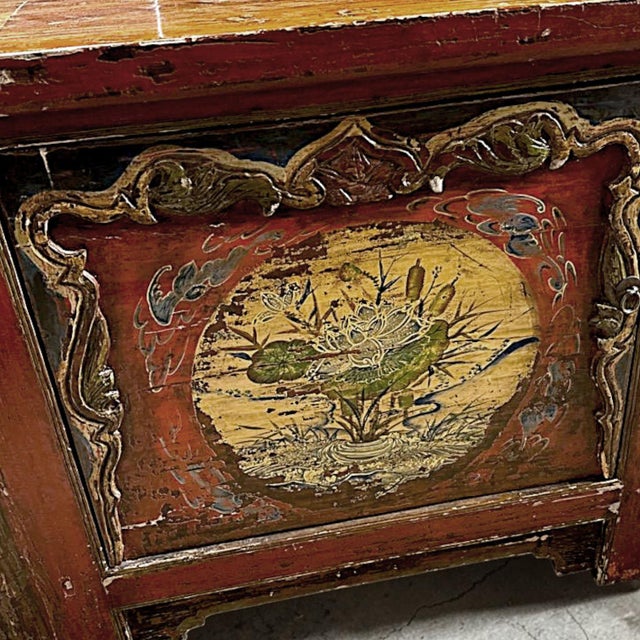 Wood Polychromed Tibetan Cabinet Console Sideboard Circa 1850 For Sale - Image 7 of 18