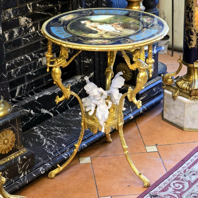 French French Romantic Style Gold Coffee Table With Gold Details For Sale - Image 3 of 4