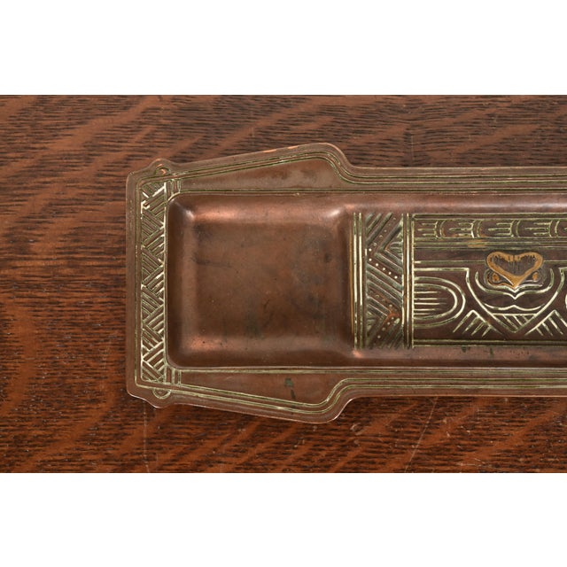 Bronze Tiffany Studios New York American Indian Pattern Bronze Pen Tray For Sale - Image 8 of 11