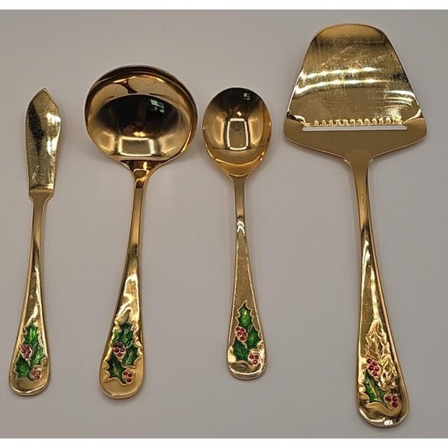 Gold VTG Hollyberry 4 Piece Serving Set Gold Tone JCPenney No. 1006 For Sale - Image 8 of 12