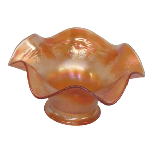 Fenton Marigold Carnival Glass Blackberry Spray Ruffled Candy Dish Bowl