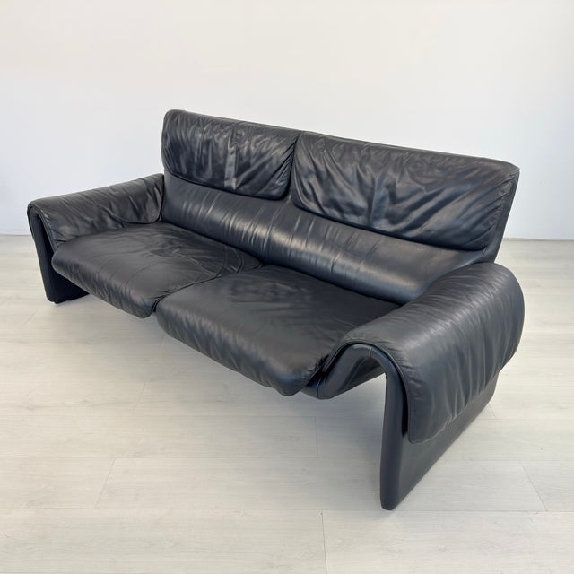 De Sede Dark Blue Black De Sede Ds 2011 Leather Sofa For Sale - Image 4 of 16